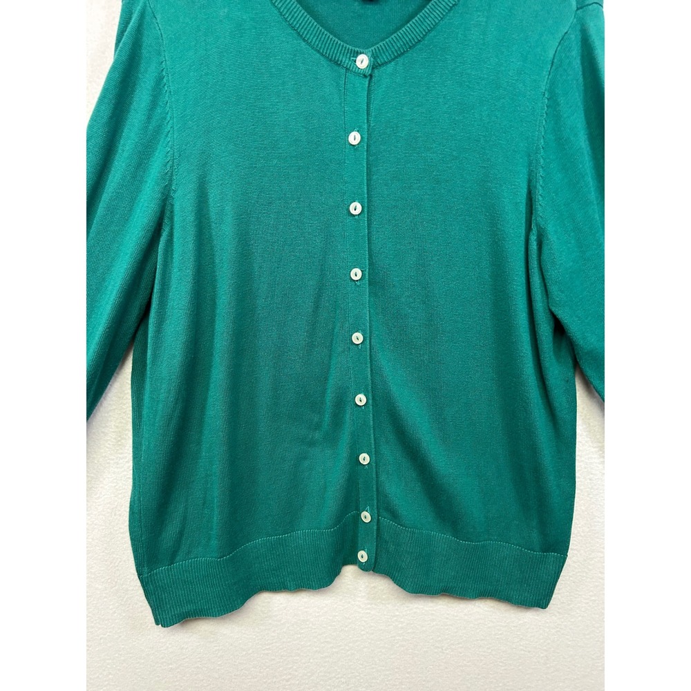 Croft & Barrow Classic Preppy Women Large Green Button Front Cardigan - Picture 8 of 9